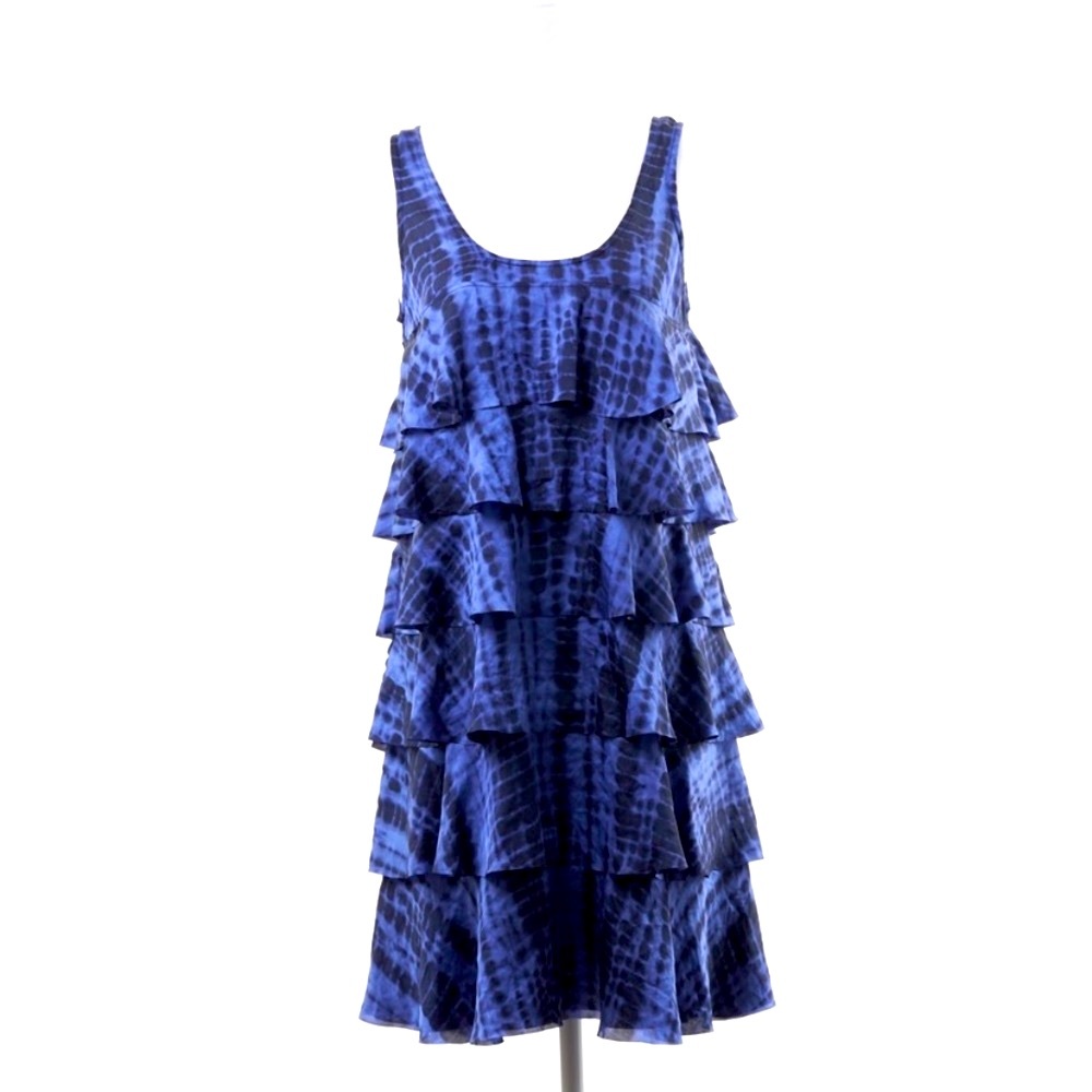 Michael Kors Sleeveless Ruffle Tier Dress Blue S
